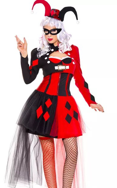 F1931 Naughty Harlequin Clown Costume Dress